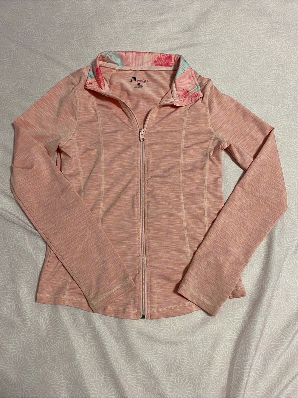 Jill Active Pink Heathered Full-Zip Utility Jacket